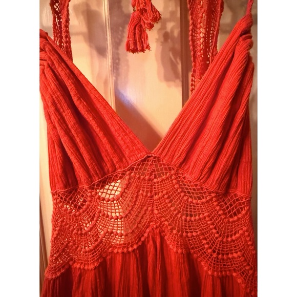 NEW FREE PEOPLE 200 DEGREE MINI DRESS PERSIMMON ORANGE RED CORAL SMALL MINT RARE - Picture 10 of 15